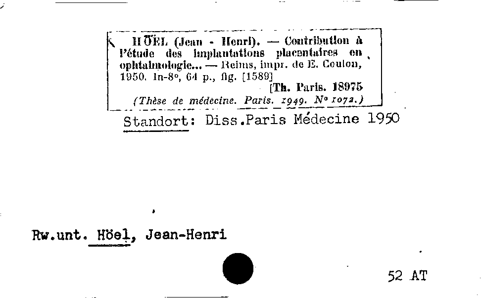 [Katalogkarte Dissertationenkatalog bis 1980]