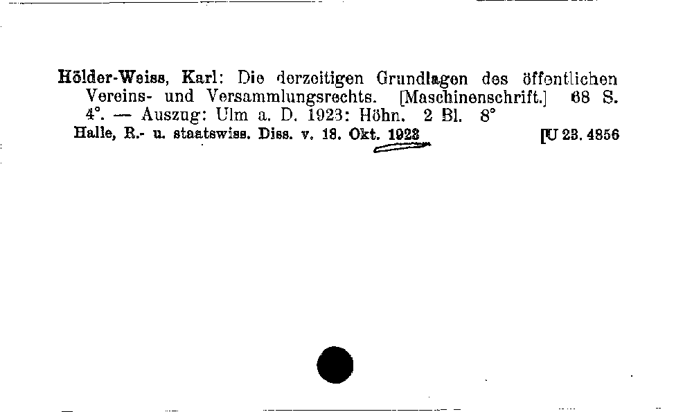 [Katalogkarte Dissertationenkatalog bis 1980]