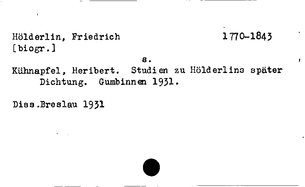 [Katalogkarte Dissertationenkatalog bis 1980]