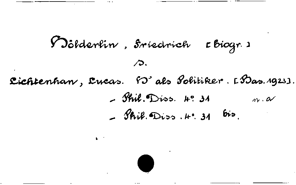 [Katalogkarte Dissertationenkatalog bis 1980]