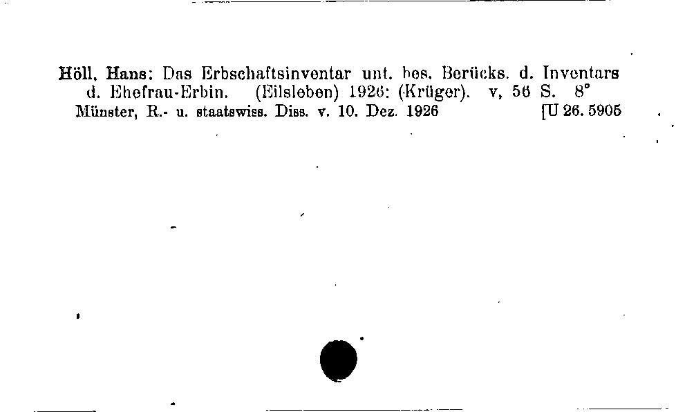 [Katalogkarte Dissertationenkatalog bis 1980]