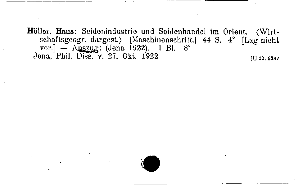 [Katalogkarte Dissertationenkatalog bis 1980]