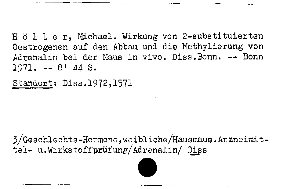 [Katalogkarte Dissertationenkatalog bis 1980]