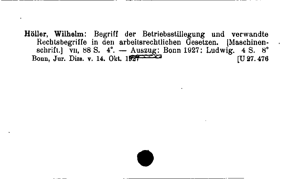 [Katalogkarte Dissertationenkatalog bis 1980]