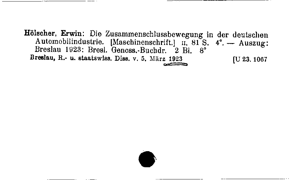 [Katalogkarte Dissertationenkatalog bis 1980]