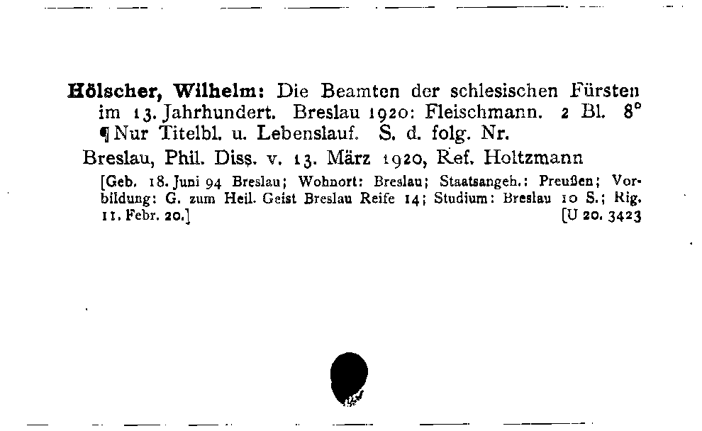 [Katalogkarte Dissertationenkatalog bis 1980]