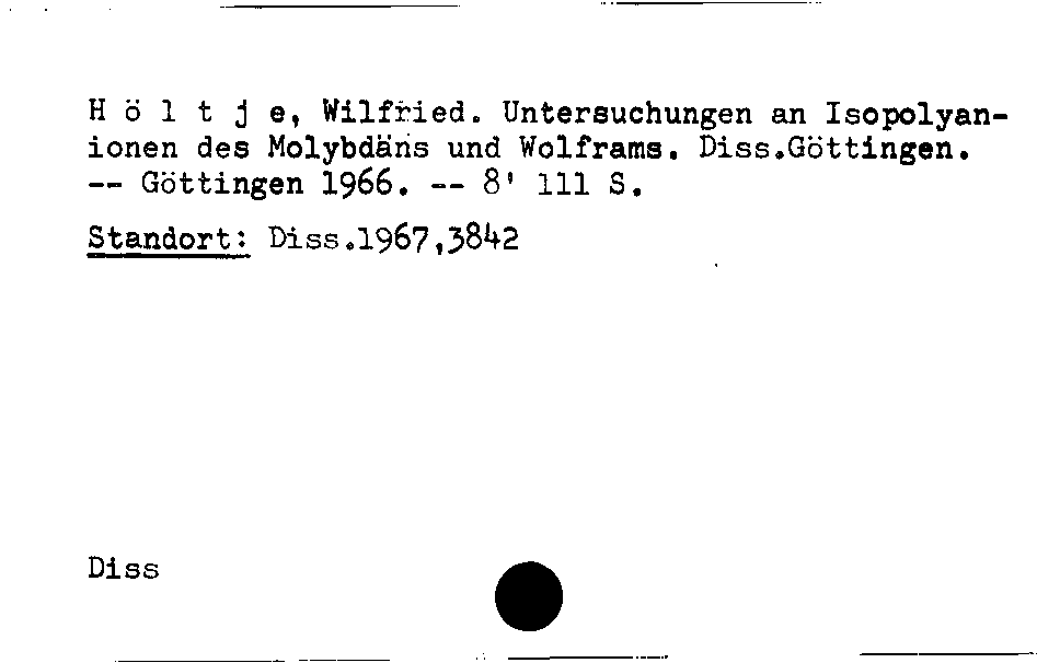 [Katalogkarte Dissertationenkatalog bis 1980]