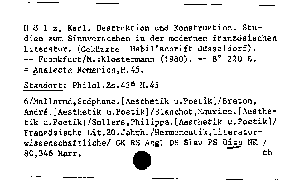 [Katalogkarte Dissertationenkatalog bis 1980]