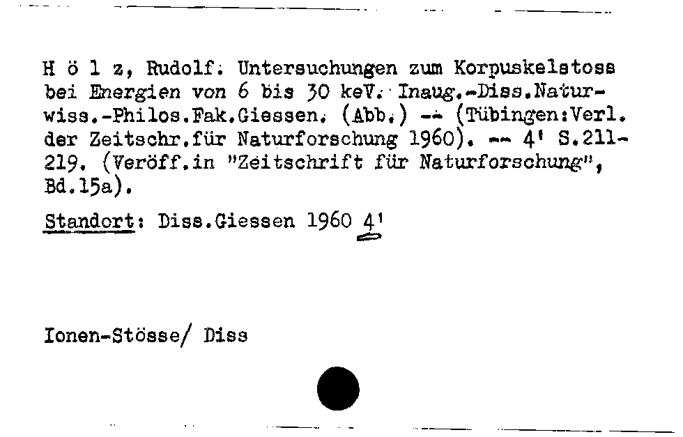 [Katalogkarte Dissertationenkatalog bis 1980]