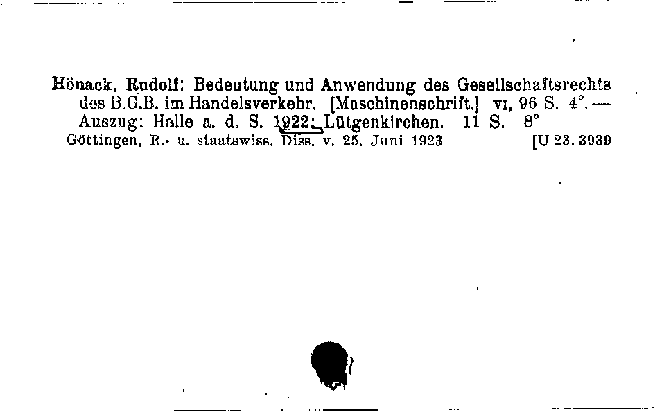 [Katalogkarte Dissertationenkatalog bis 1980]