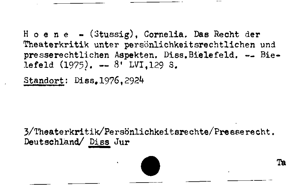 [Katalogkarte Dissertationenkatalog bis 1980]