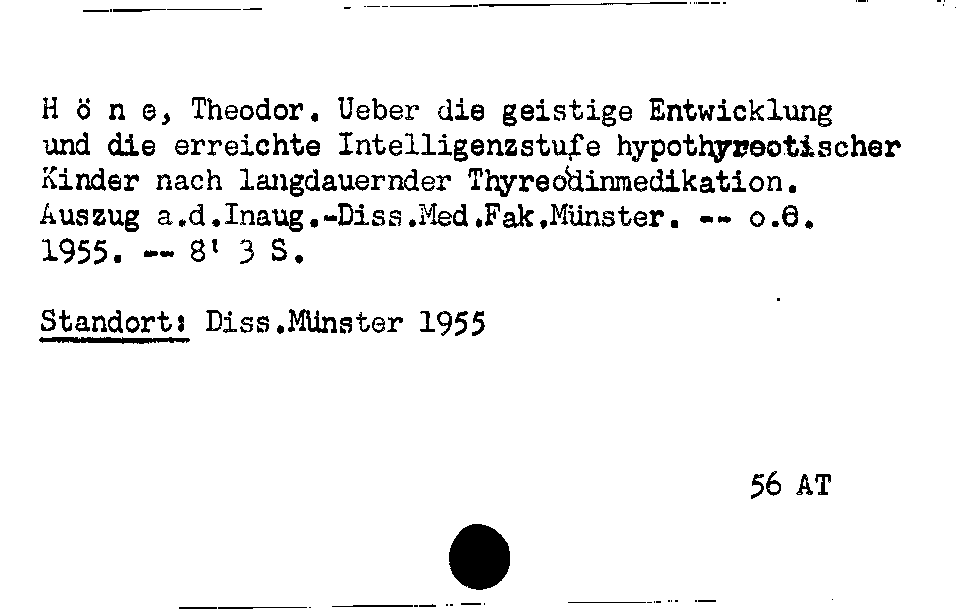 [Katalogkarte Dissertationenkatalog bis 1980]