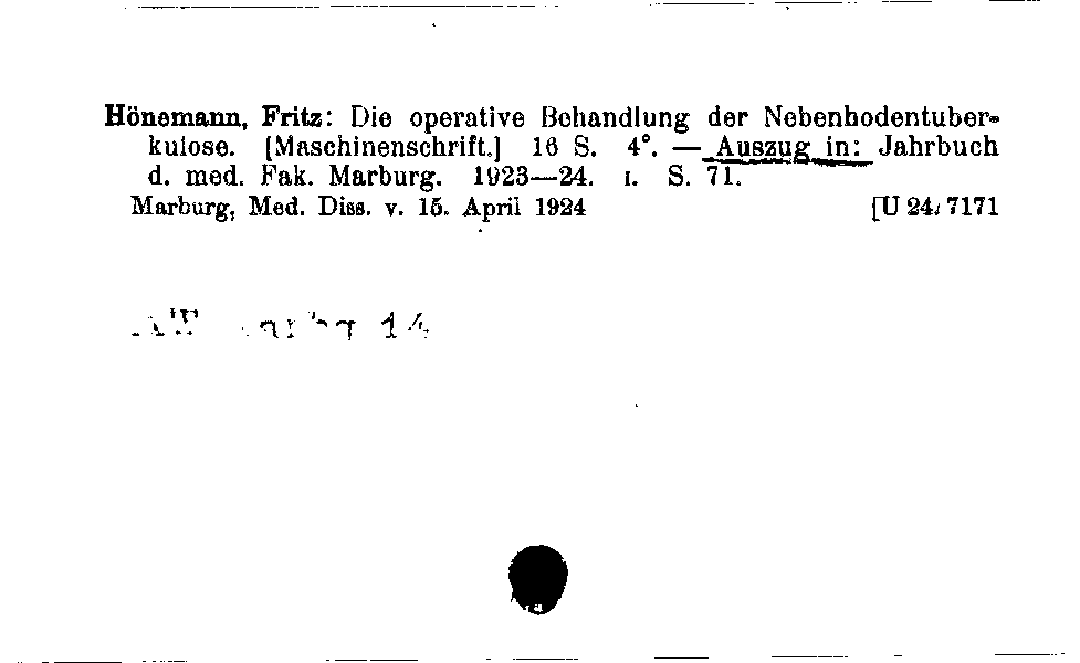 [Katalogkarte Dissertationenkatalog bis 1980]