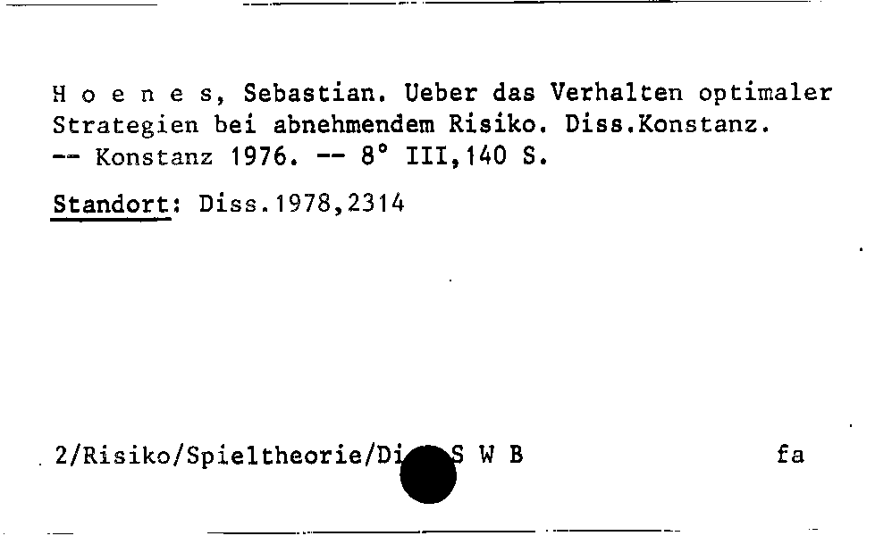 [Katalogkarte Dissertationenkatalog bis 1980]