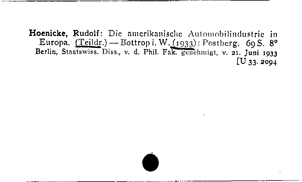 [Katalogkarte Dissertationenkatalog bis 1980]