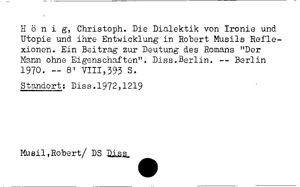 [Katalogkarte Dissertationenkatalog bis 1980]