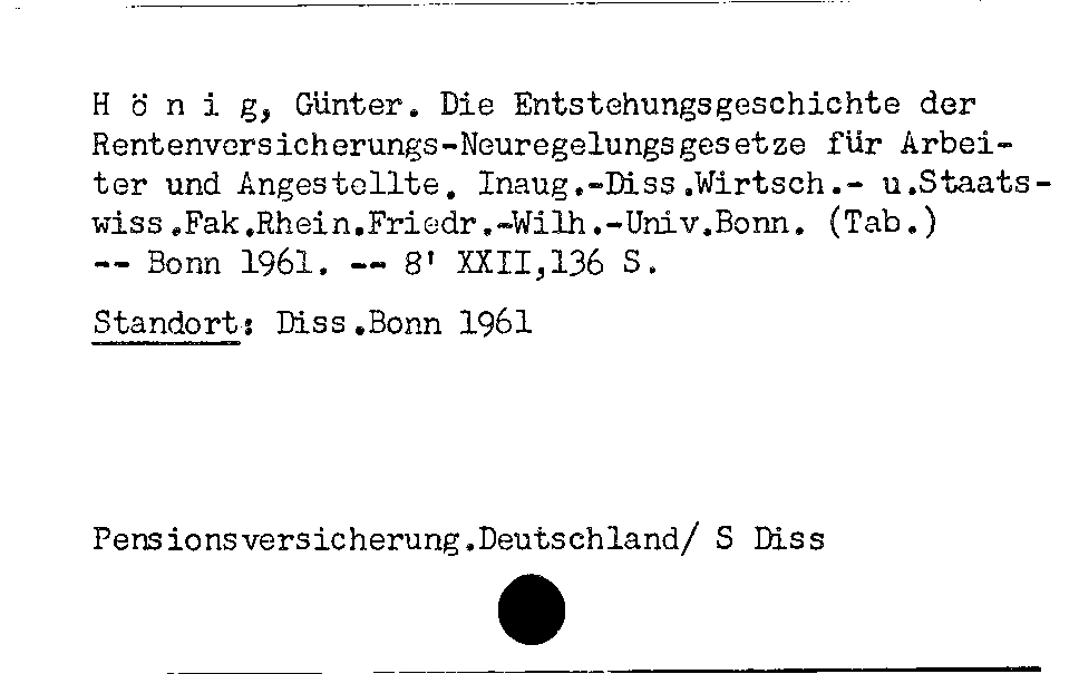 [Katalogkarte Dissertationenkatalog bis 1980]