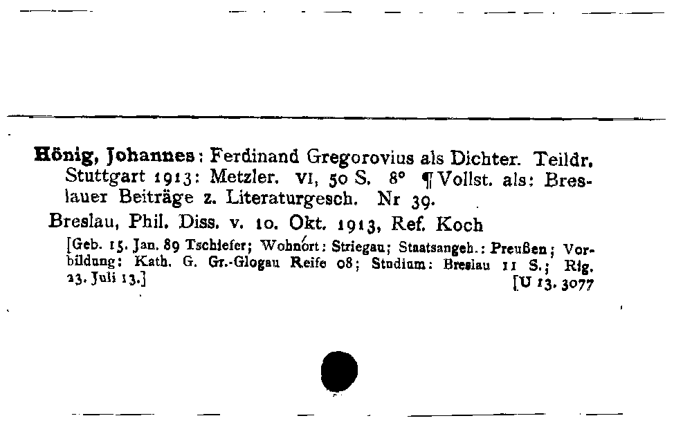 [Katalogkarte Dissertationenkatalog bis 1980]