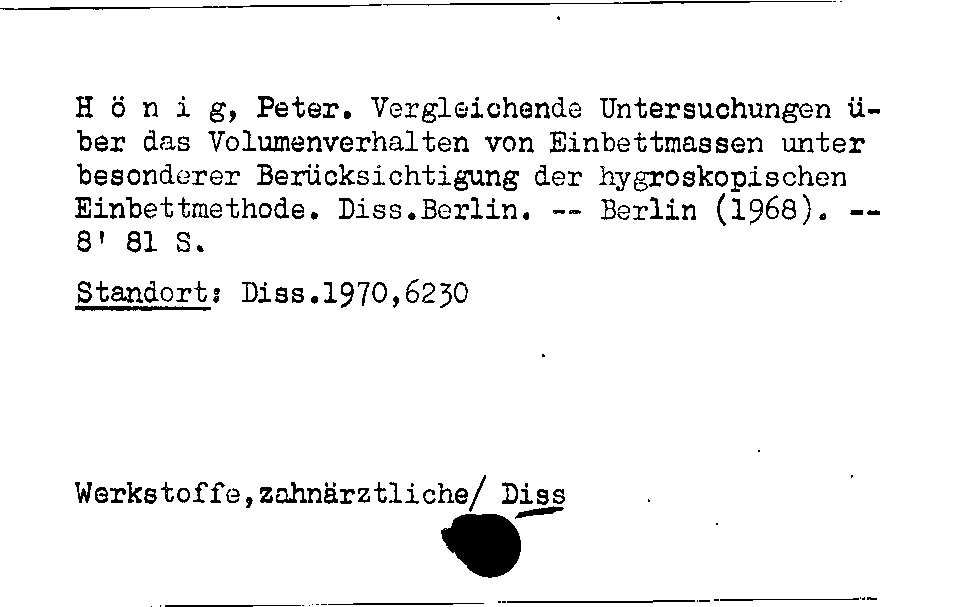 [Katalogkarte Dissertationenkatalog bis 1980]