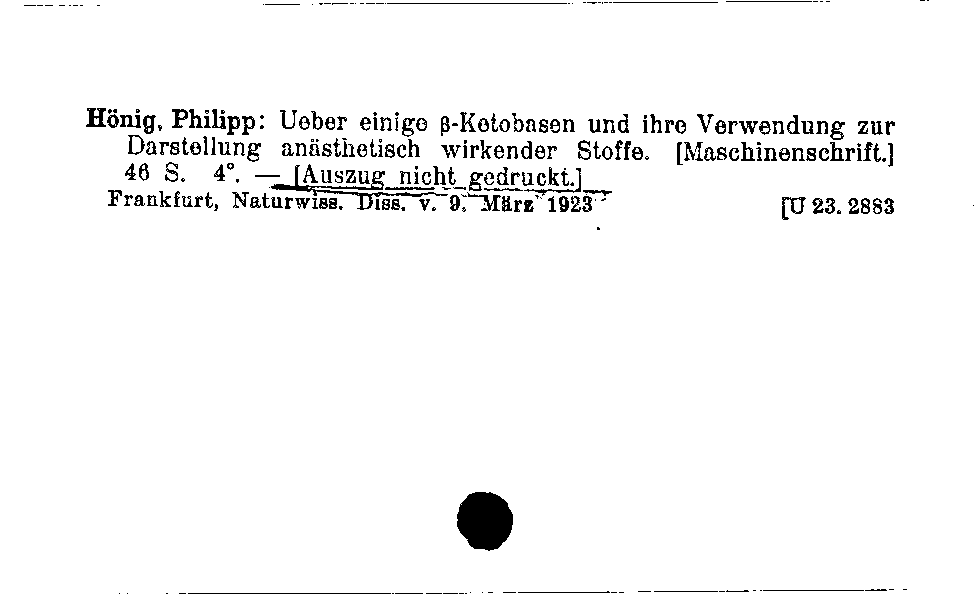 [Katalogkarte Dissertationenkatalog bis 1980]