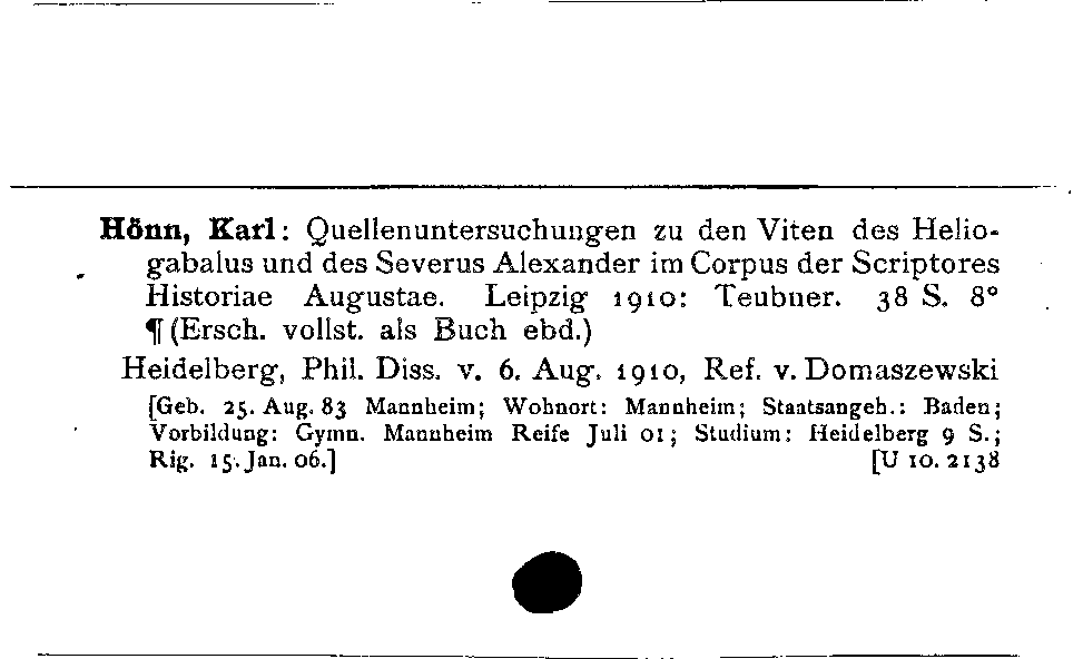 [Katalogkarte Dissertationenkatalog bis 1980]