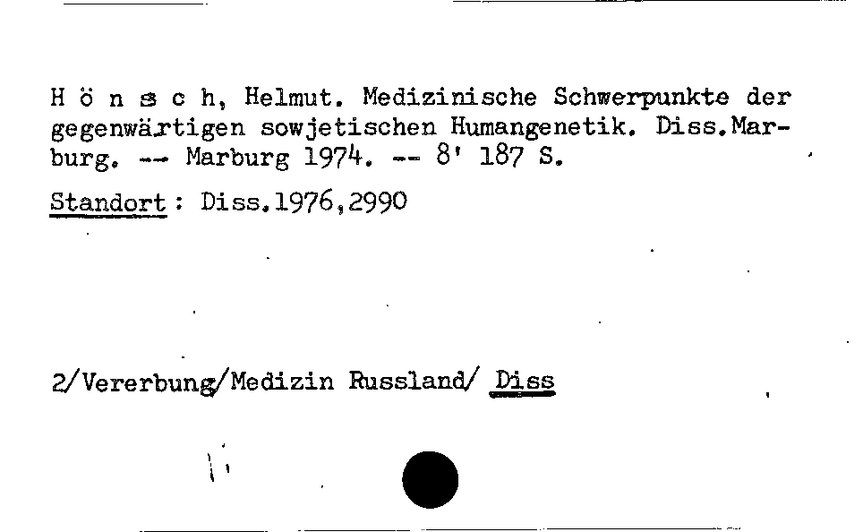 [Katalogkarte Dissertationenkatalog bis 1980]