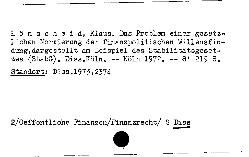 [Katalogkarte Dissertationenkatalog bis 1980]