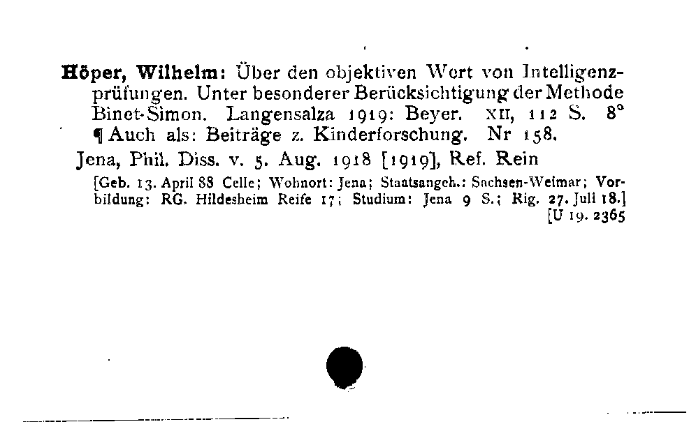 [Katalogkarte Dissertationenkatalog bis 1980]