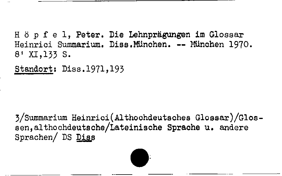 [Katalogkarte Dissertationenkatalog bis 1980]