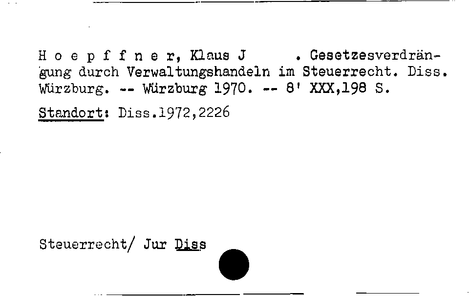 [Katalogkarte Dissertationenkatalog bis 1980]