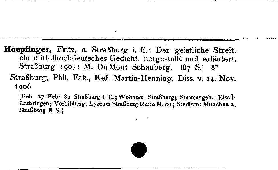 [Katalogkarte Dissertationenkatalog bis 1980]