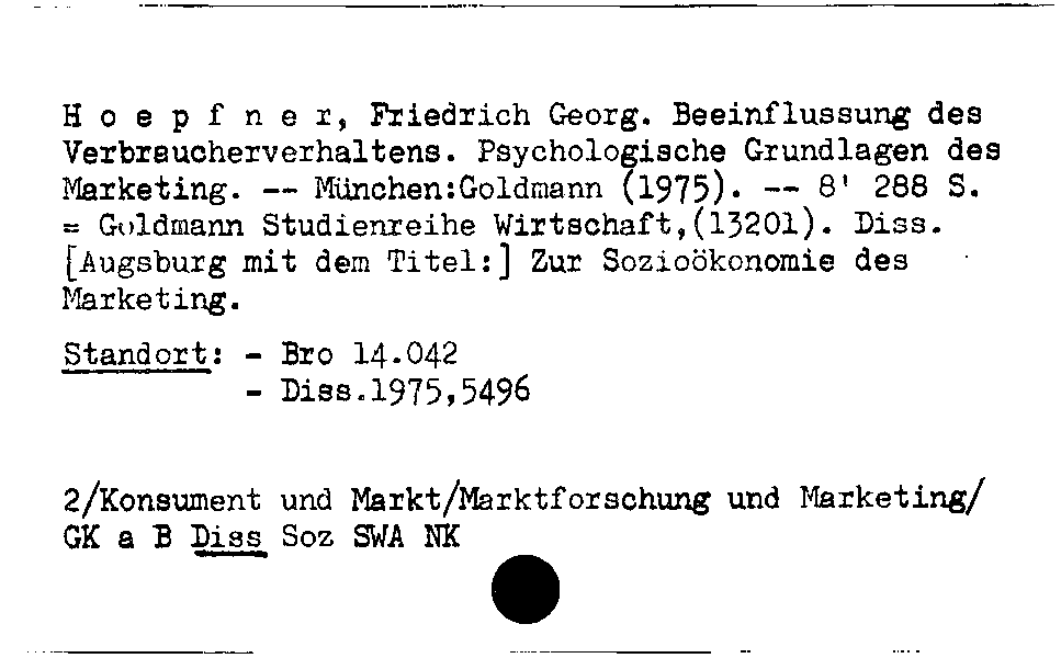 [Katalogkarte Dissertationenkatalog bis 1980]