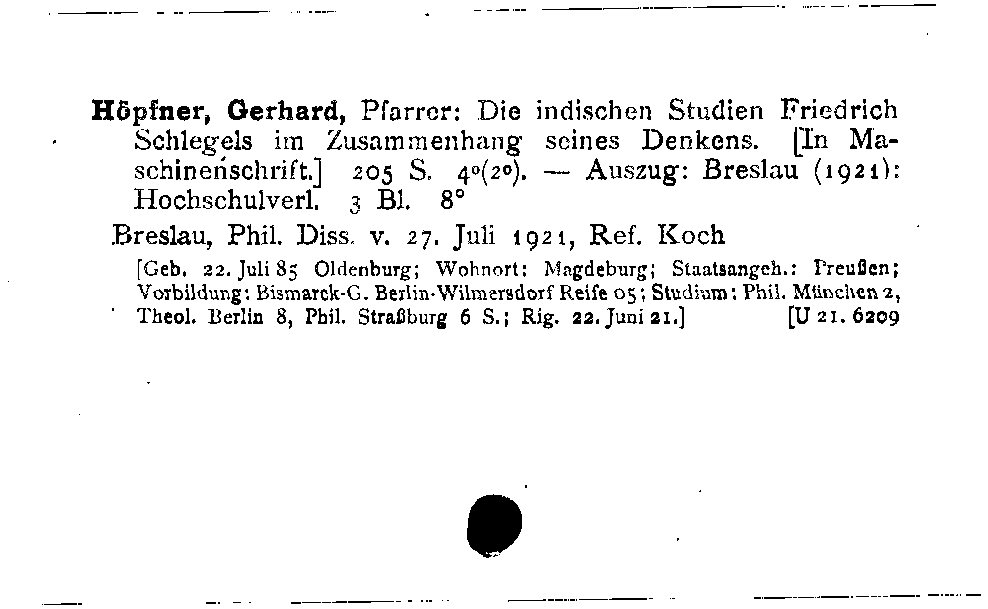 [Katalogkarte Dissertationenkatalog bis 1980]