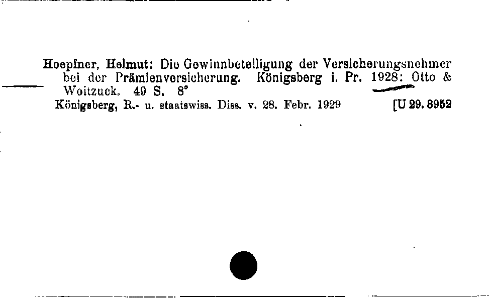 [Katalogkarte Dissertationenkatalog bis 1980]