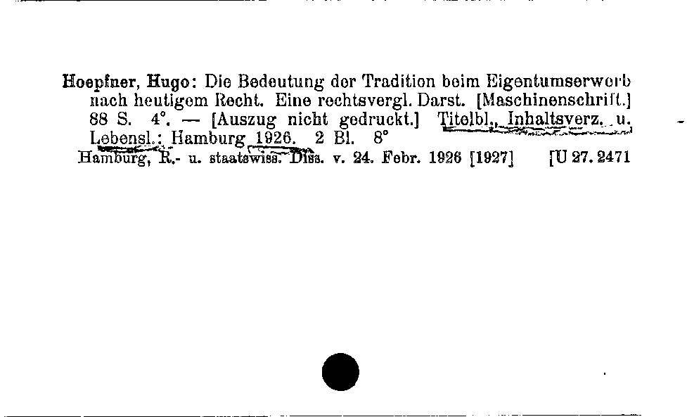 [Katalogkarte Dissertationenkatalog bis 1980]