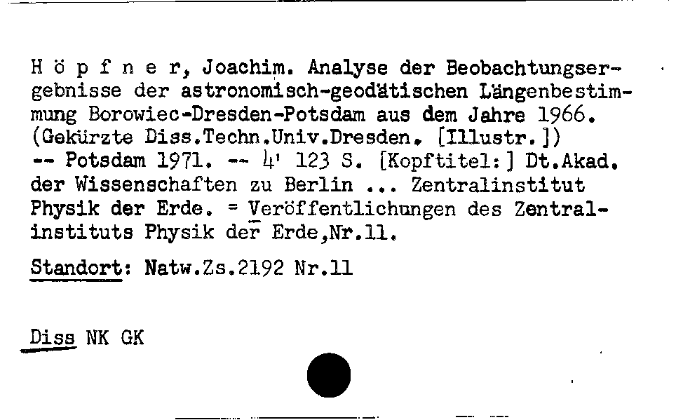 [Katalogkarte Dissertationenkatalog bis 1980]