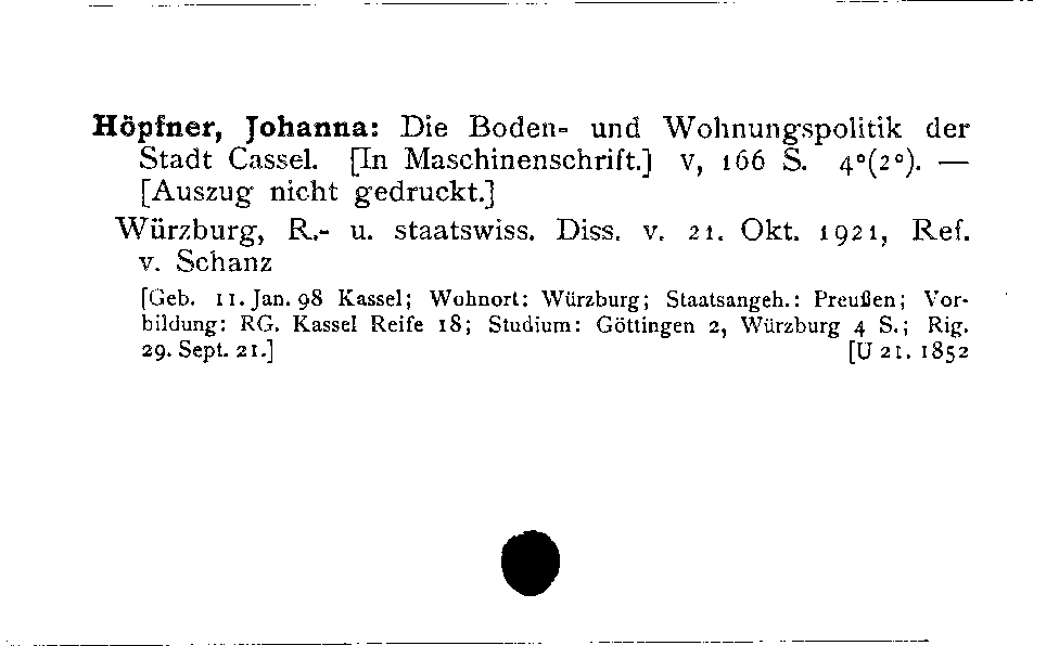 [Katalogkarte Dissertationenkatalog bis 1980]