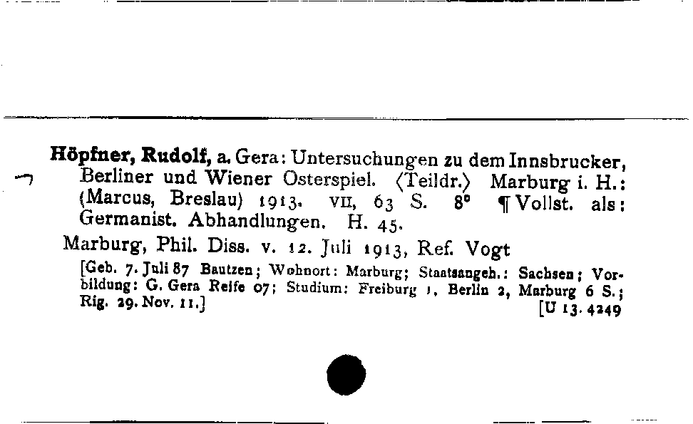 [Katalogkarte Dissertationenkatalog bis 1980]