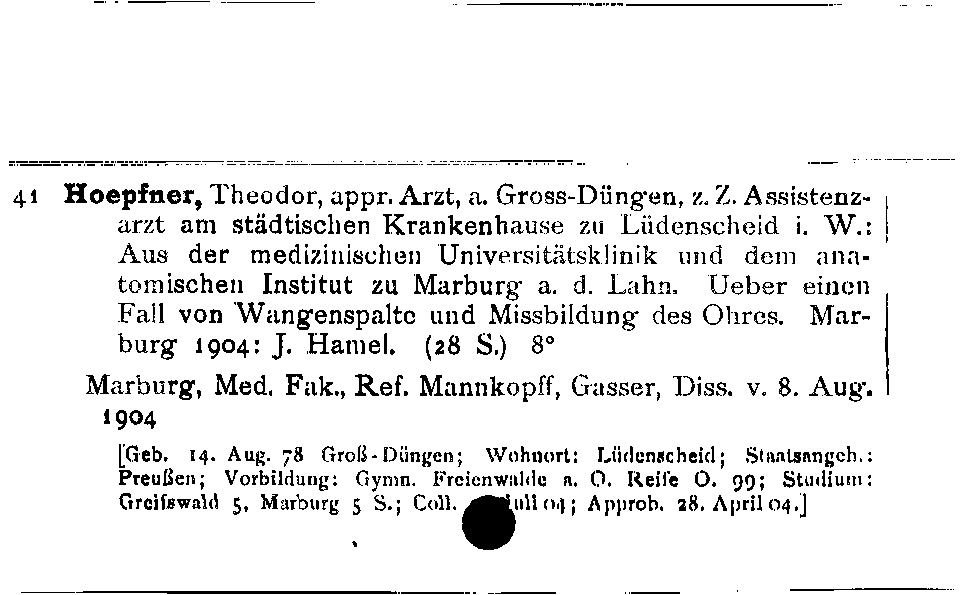 [Katalogkarte Dissertationenkatalog bis 1980]