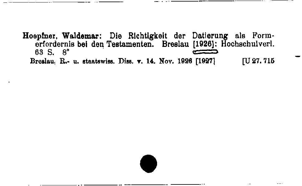 [Katalogkarte Dissertationenkatalog bis 1980]