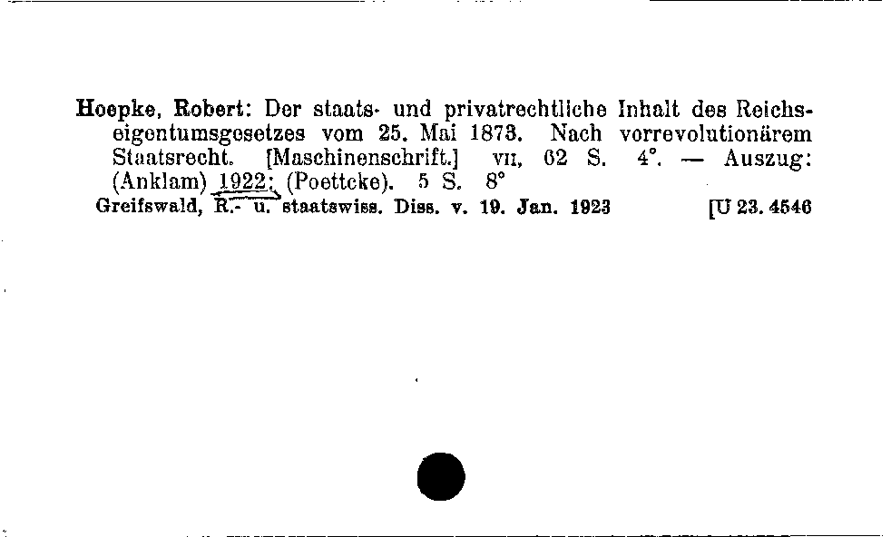 [Katalogkarte Dissertationenkatalog bis 1980]