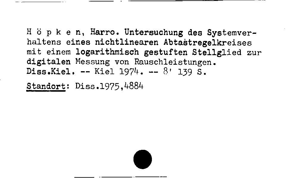 [Katalogkarte Dissertationenkatalog bis 1980]