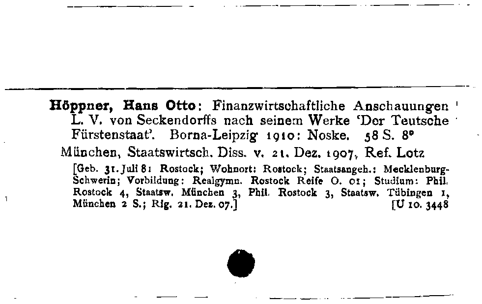 [Katalogkarte Dissertationenkatalog bis 1980]