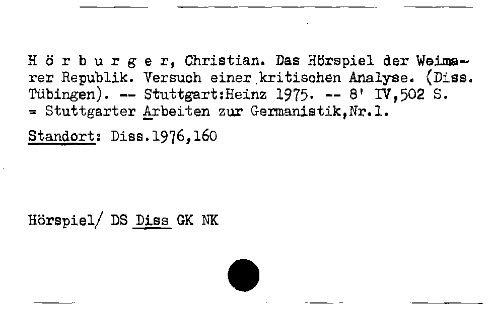 [Katalogkarte Dissertationenkatalog bis 1980]