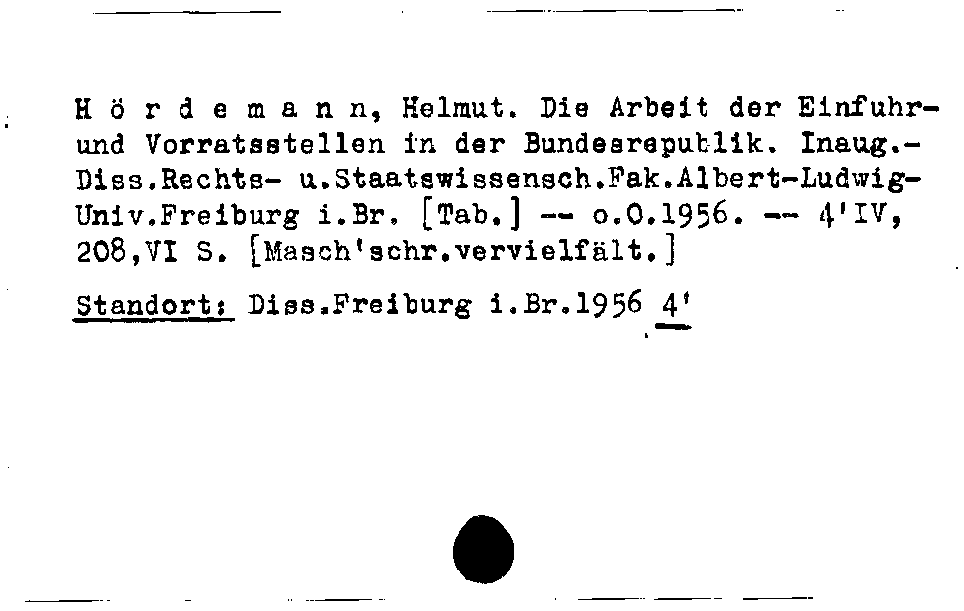 [Katalogkarte Dissertationenkatalog bis 1980]