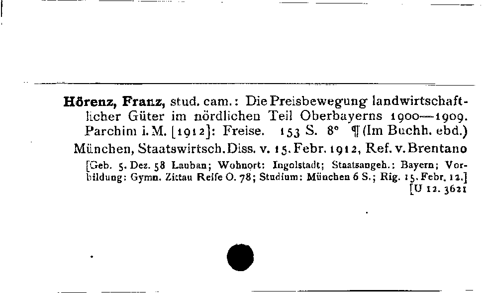 [Katalogkarte Dissertationenkatalog bis 1980]