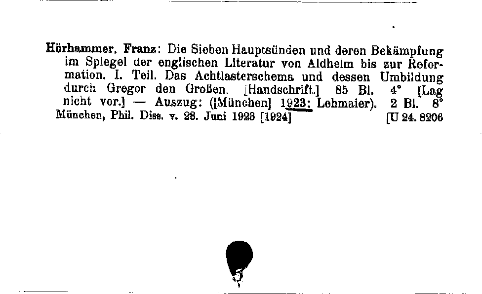 [Katalogkarte Dissertationenkatalog bis 1980]