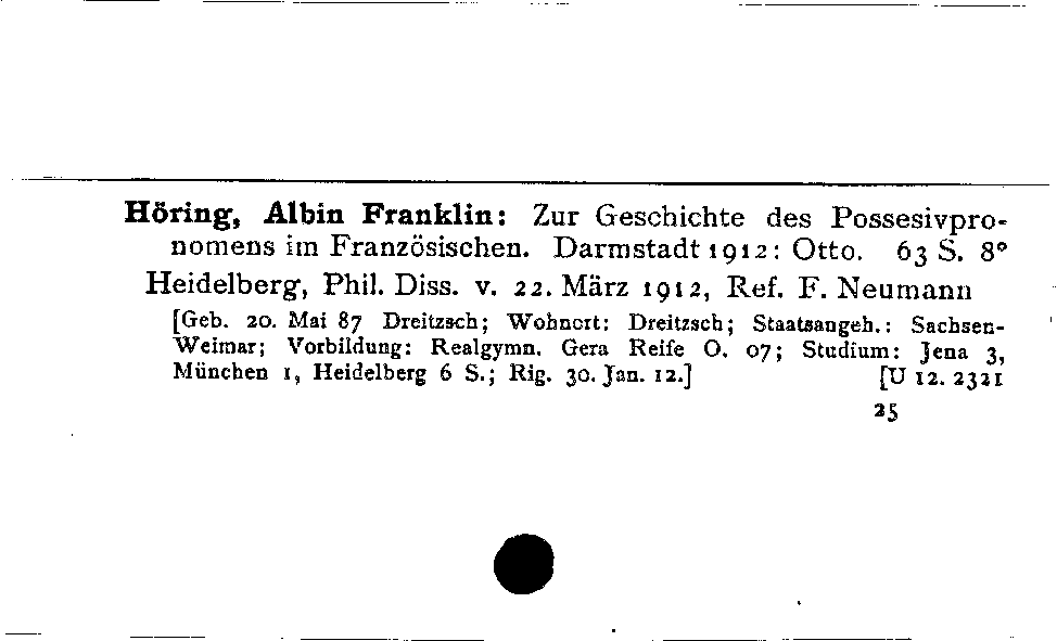 [Katalogkarte Dissertationenkatalog bis 1980]