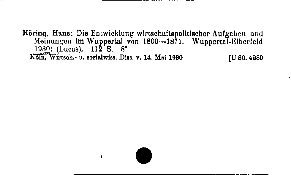 [Katalogkarte Dissertationenkatalog bis 1980]