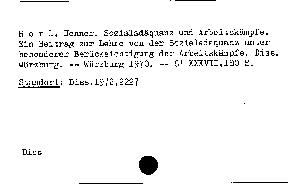 [Katalogkarte Dissertationenkatalog bis 1980]